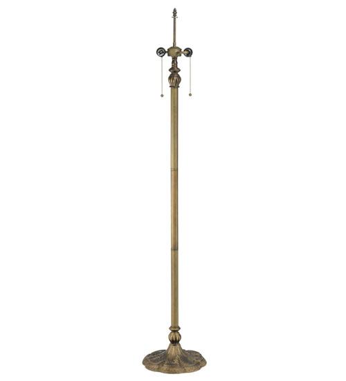 61" High Antique Brass 2 Light Floor Base