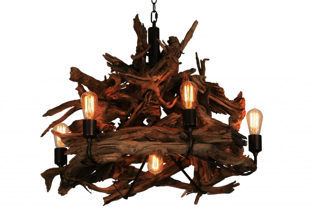 30" Wide Driftwood 7 Light Chandelier