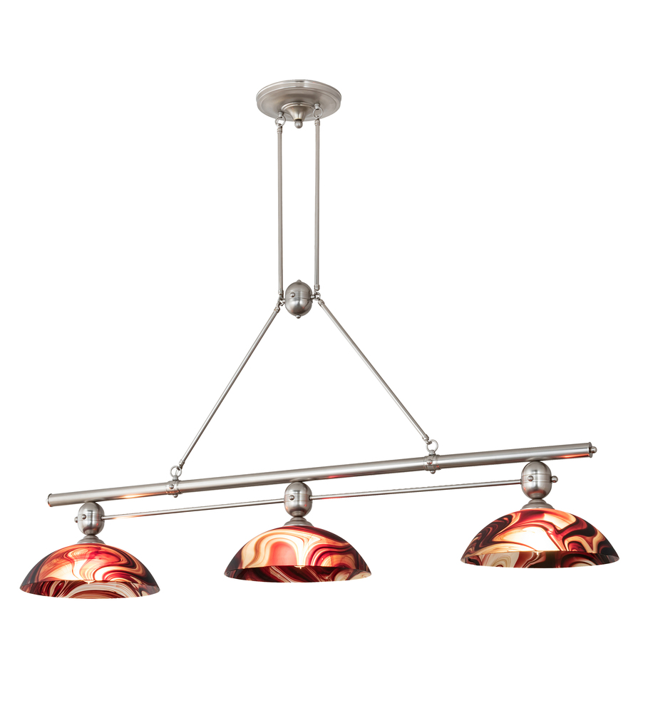 70" Long Deco Ball 3 Light Cabernet Swirl Island Pendant