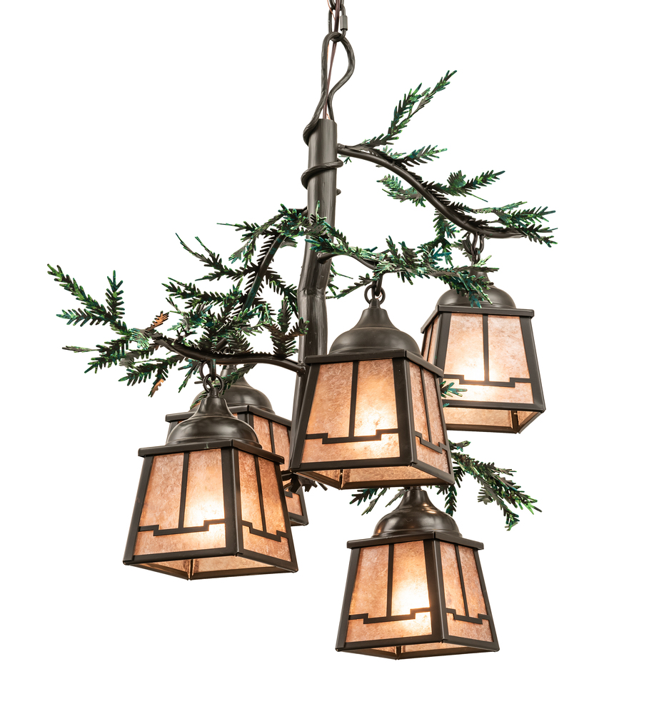 28" Wide Pine Branch Valley View 5 Light Chandelier