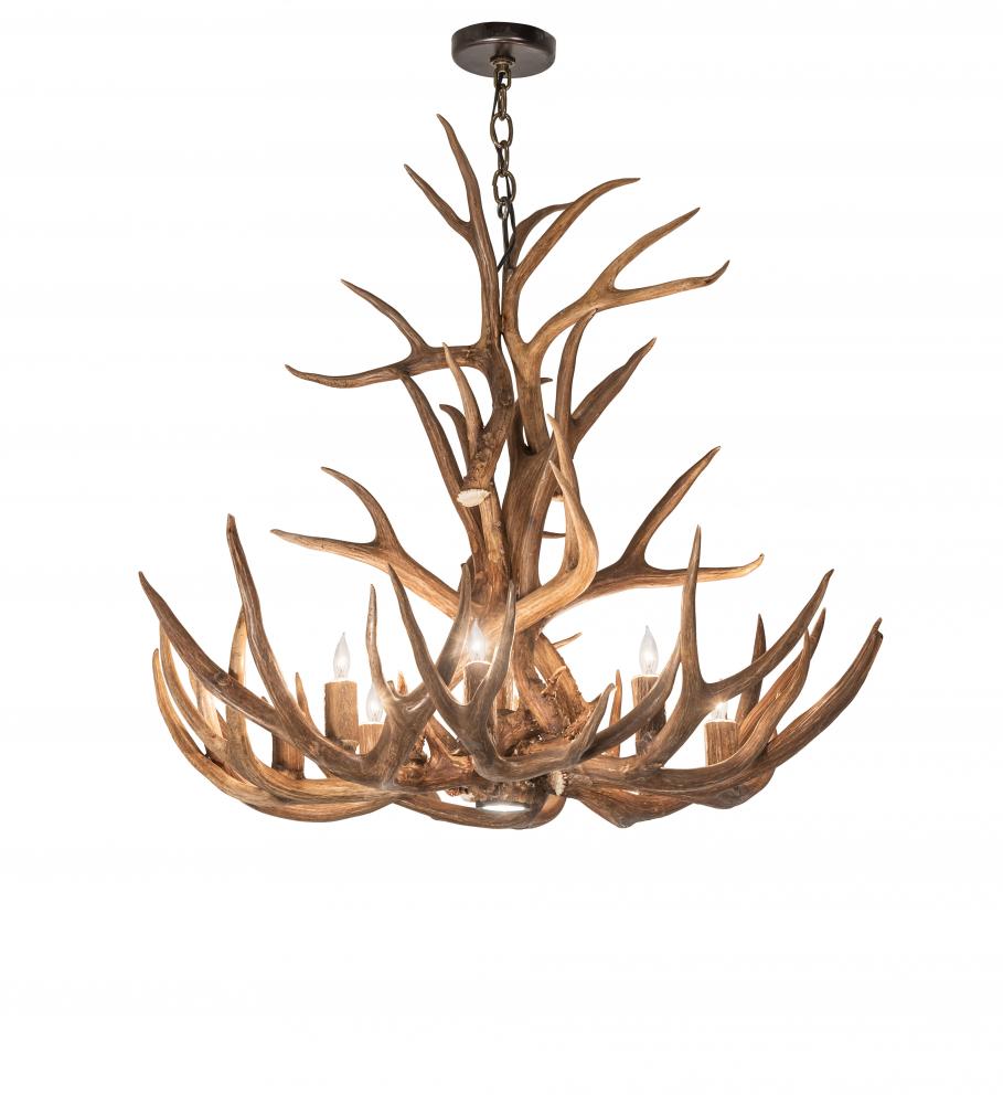 34" Wide Antlers Elk & Mule Deer 8 Light Chandelier