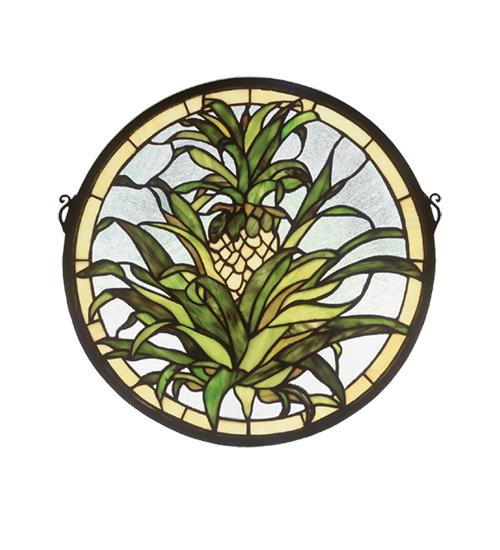 16"W X 16"H Welcome Pineapple Stained Glass Window