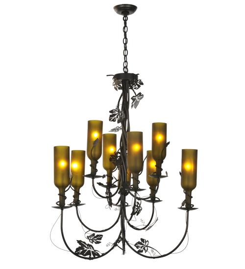 34" Wide Tuscan Vineyard 9 LT Wine Bottle Chandelier