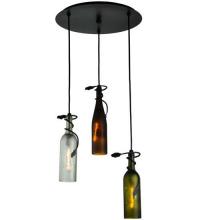 Meyda Blue 136534 - 18"W Tuscan Vineyard Multi-Color 3 Wine Bottle Cascading Pendant