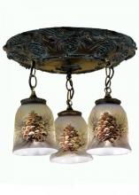 Meyda Blue 49537 - 17" Wide Pinecone 3 Light Hand Painted Semi-Flushmount