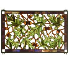 Meyda Blue 66276 - 28"W X 18"H Acorn & Oak Leaf Stained Glass Window