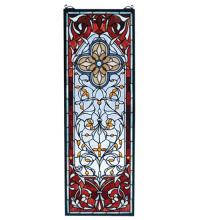 Meyda Blue 73276 - 11"W X 32"H Versaille Quatrefoil Stained Glass Window