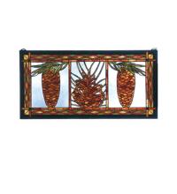 Meyda Blue 81470 - 36" Wide X 18" High Pinecone Stained Glass Window