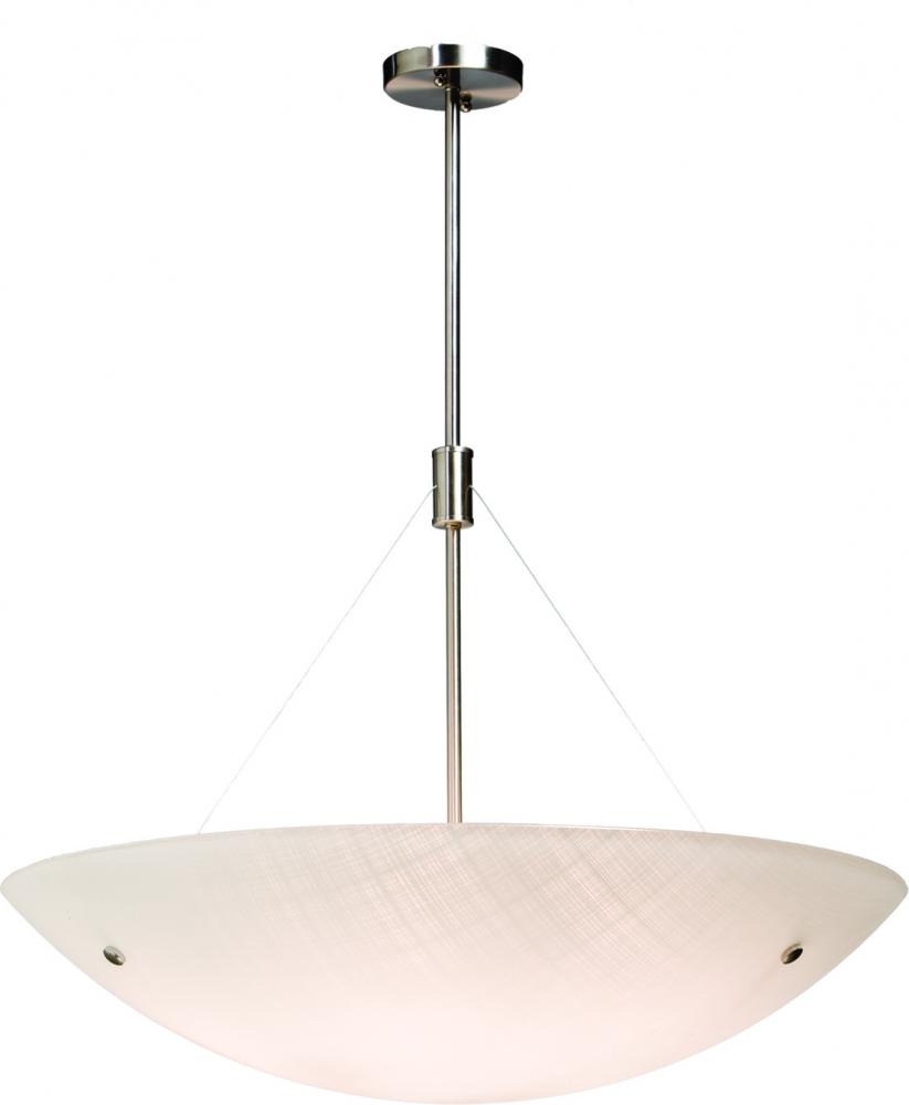 Four Light Chrome Curved Linen Glass Up Pendant