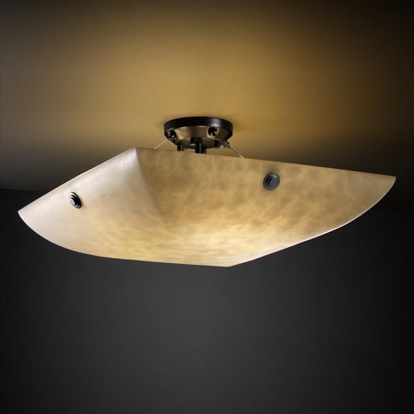 36" Semi-Flush Bowl w/ Pair Square Finials