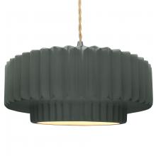 Justice Design Group CER-6555-PWGN-NCKL-BEIG-TWST - Large Tier Pleated 1-Light Pendant