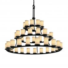 Justice Design Group FAB-8714-10-CREM-MBLK - Dakota 45-Light 3-Tier Ring Chandelier