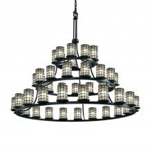 Justice Design Group WGL-8714-10-GRCB-MBLK - Dakota 45-Light 3-Tier Ring Chandelier