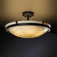 Justice Design Group PNA-9682-35-WAVE-DBRZ-LED-5000 - 24" Round Bowl Semi-Flush w/ Ring