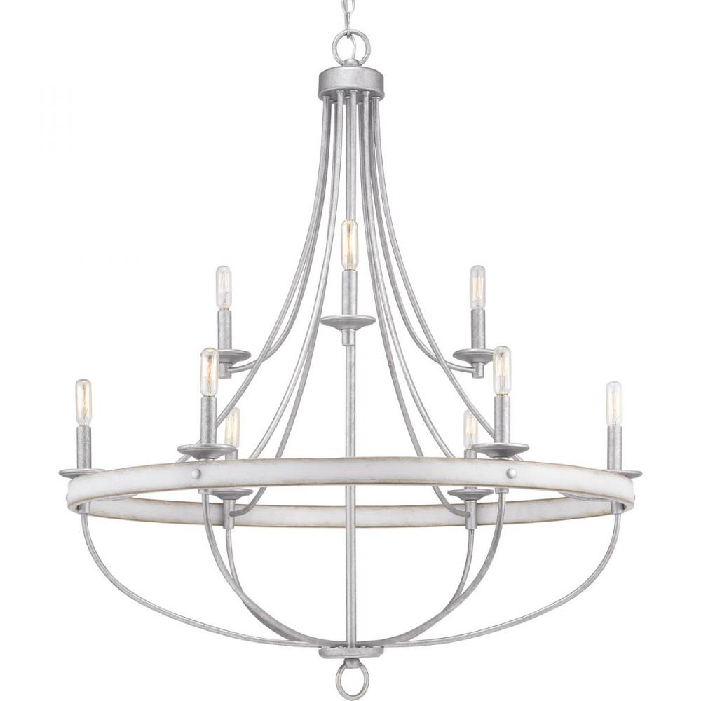 Gulliver Collection Nine-Light Galvanized Finish Coastal Chandelier Light