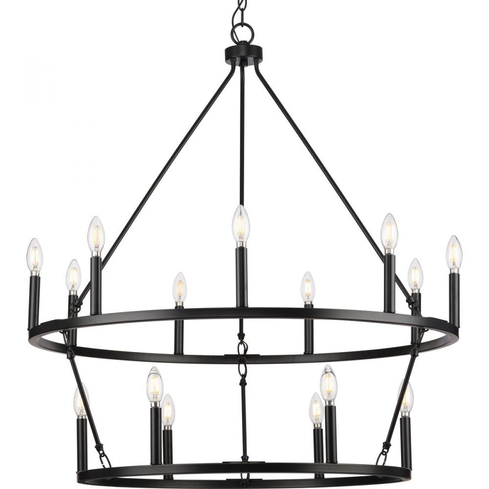 Gilliam Collection Fifteen-Light Matte Black New Traditional Chandelier