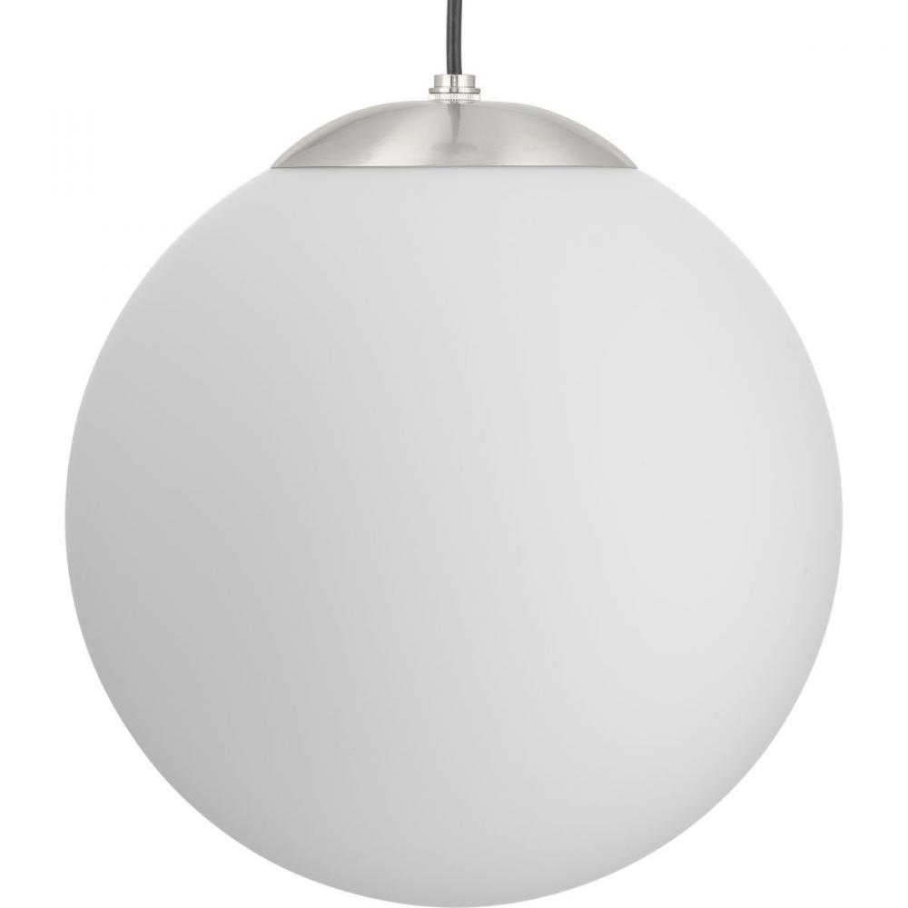 Atwell Collection Brushed Nickel and Opal Glass Globe Large Hanging Pendant Light