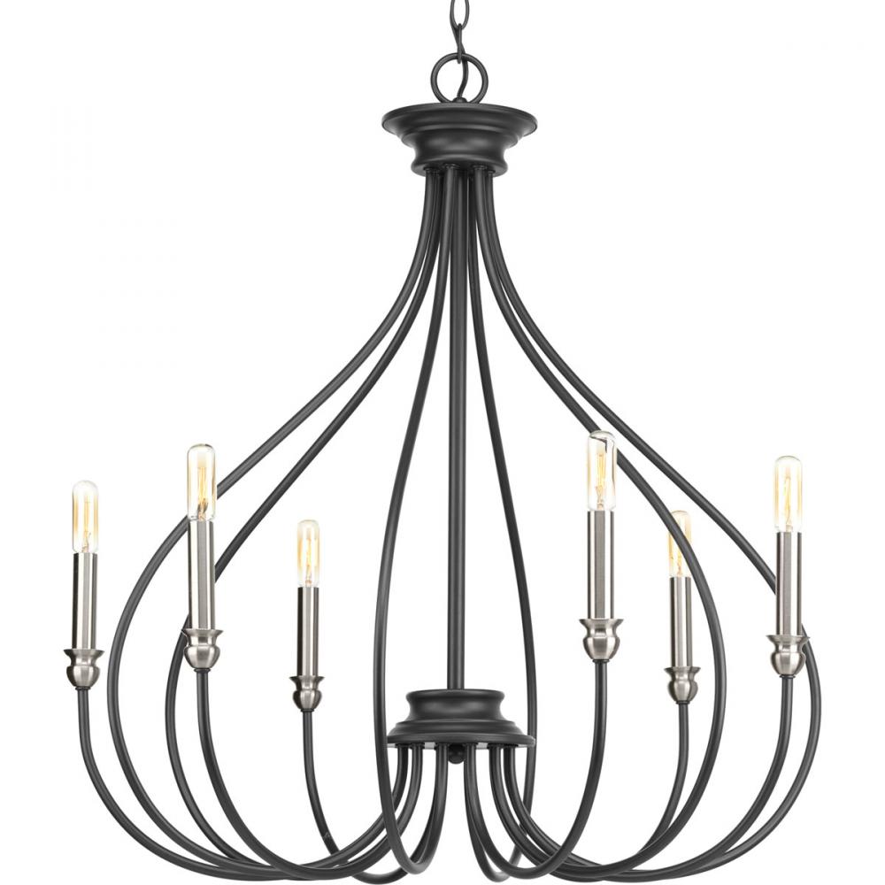 Whisp Collection Six-Light Graphite Farmhouse Chandelier Light