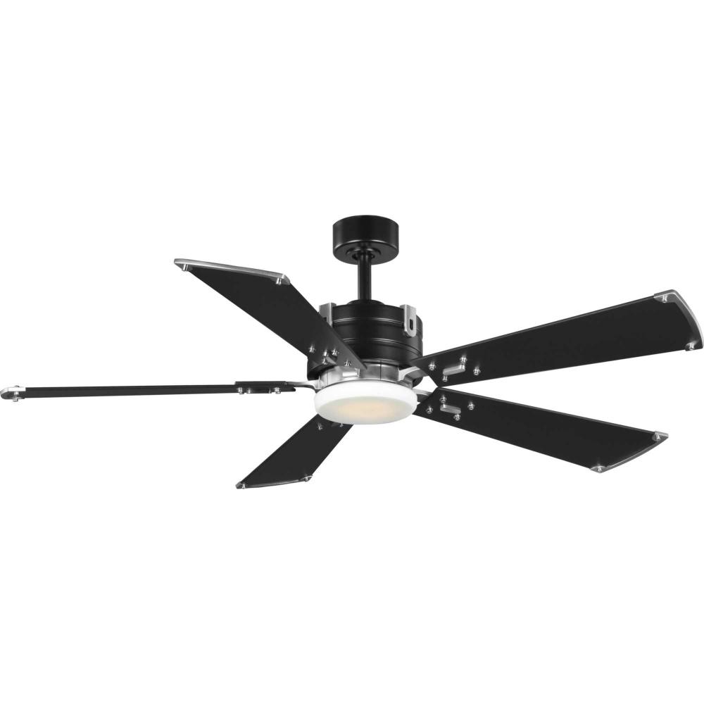 Glenfalls Collection 5-Blade Reversible Matte Black 56-Inch AC Motor LED Transitional Ceiling Fan