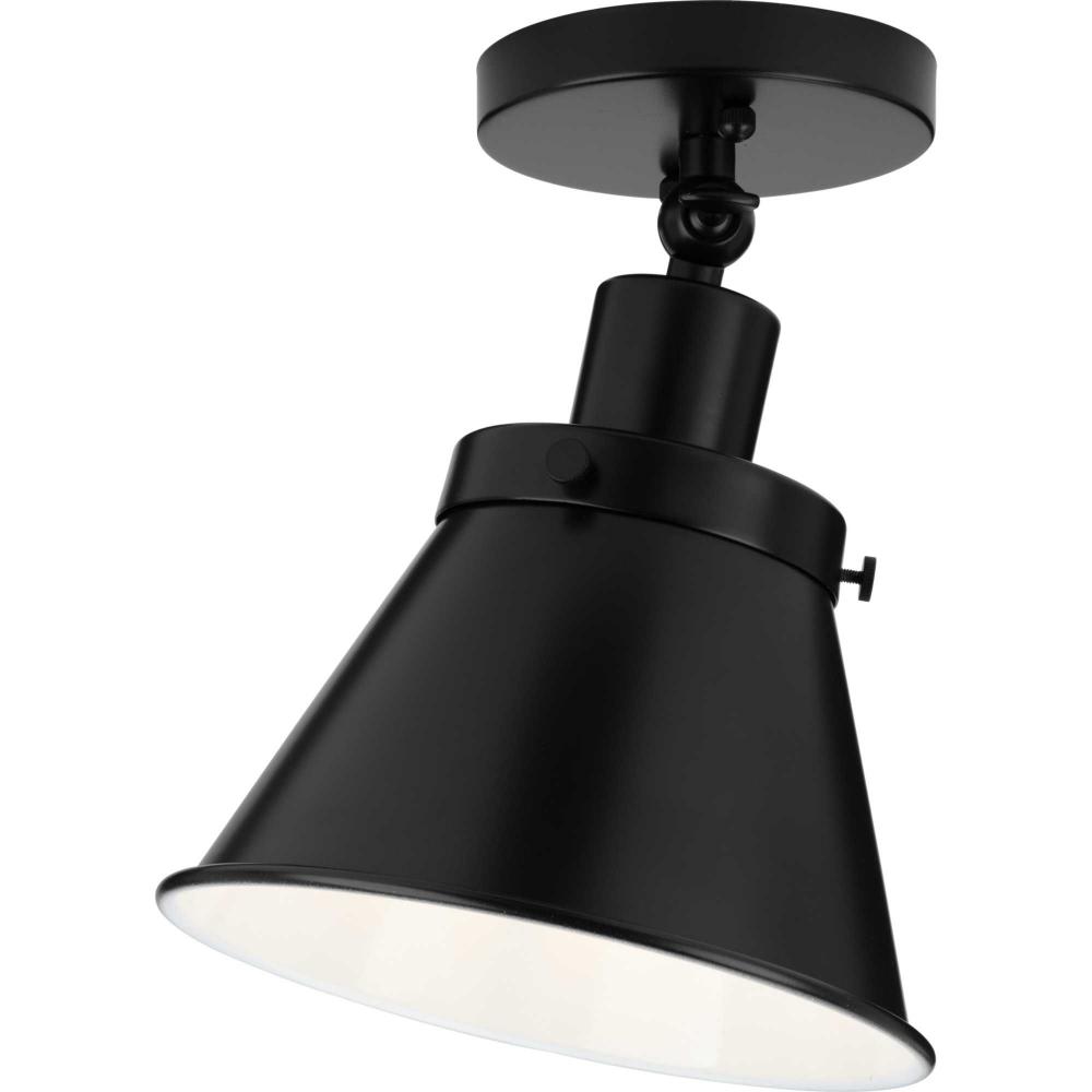 Hinton Collection One-Light Matte Black Vintage Style Ceiling Light