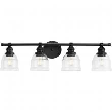 Progress P300376-31M - Ambrose Collection Four-Light Farmhouse Matte Black Clear Glass Bath Vanity Light