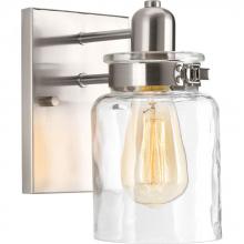 Progress P300045-009 - Calhoun Collection One-Light Brushed Nickel Clear Glass Farmhouse Bath Vanity Light