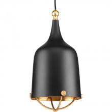 Progress P500033-031 - Era Collection One-Light Matte Black and Gold Global Pendant Light