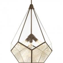 Progress P5322-20 - Cinq Collection Three-Light Antique Bronze Antique Mirror Glass Global Pendant Light