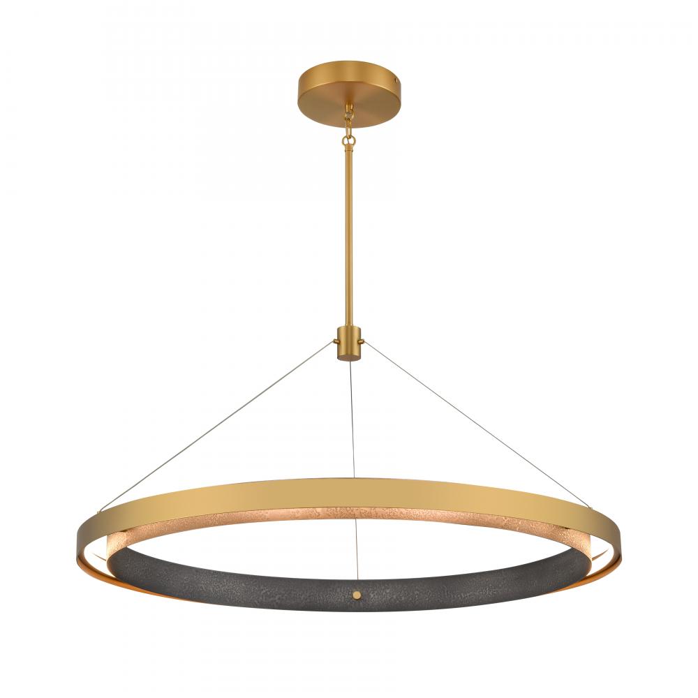 Fagan 33.5'' Wide Integrated LED Pendant - Brushed Brass with Forged Iron