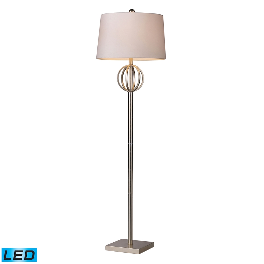 Donora Floor Lamp in Silver Leaf with Milano Off-white Shade - LED